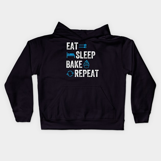 Eat sleep bake repeat Kids Hoodie by captainmood